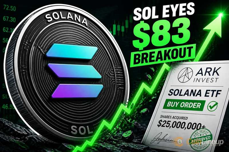 SOL celuje w wybicie powyżej 83 USD po zakupie przez ARK Invest 7 115 akcji ETF-u stakingowego Solana od 3iQ