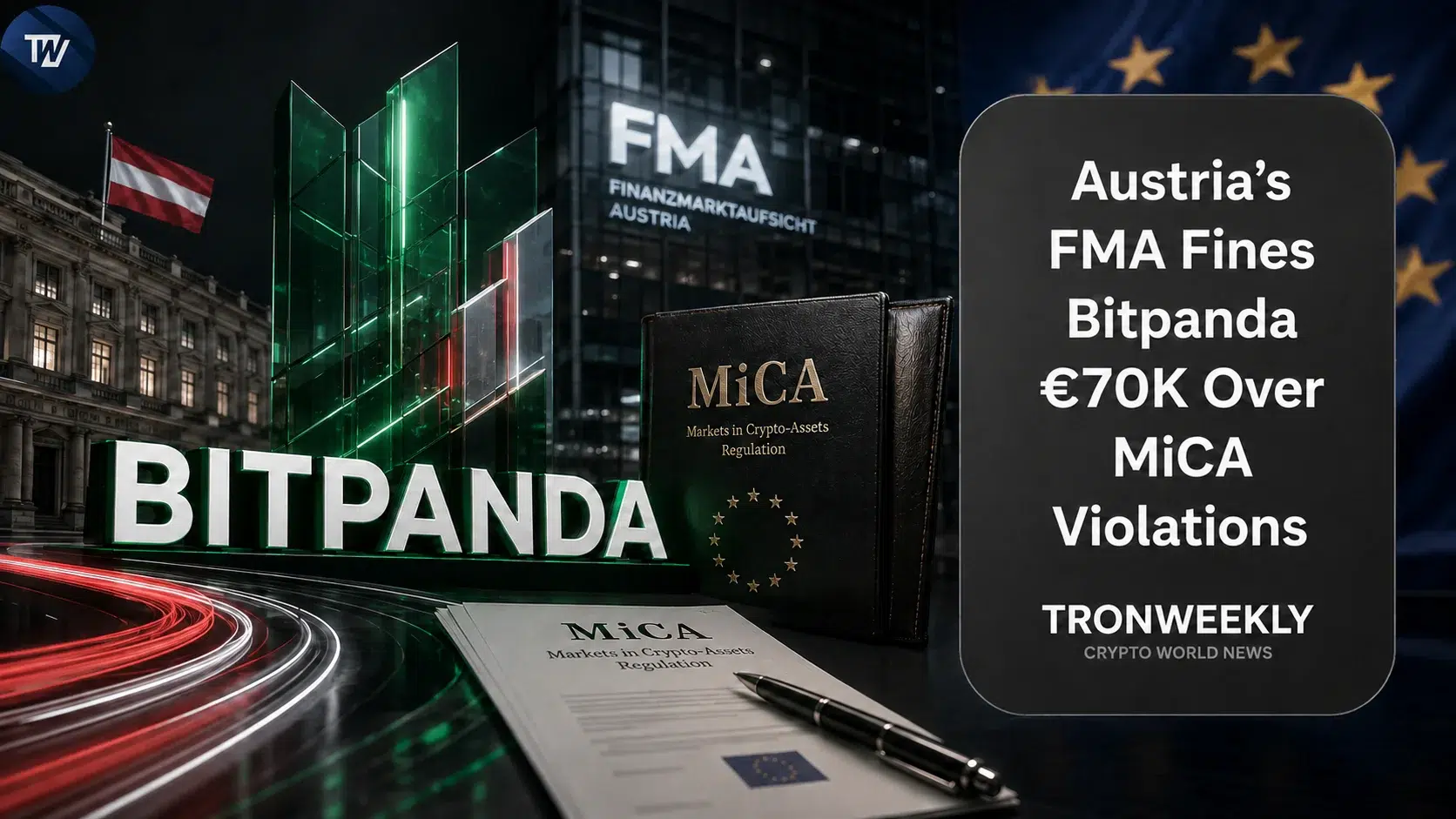 FMA Австрии оштрафовала Bitpanda на 70 000 евро за нарушения MiCA в отношении белой книги и маркетинговых коммуникаций