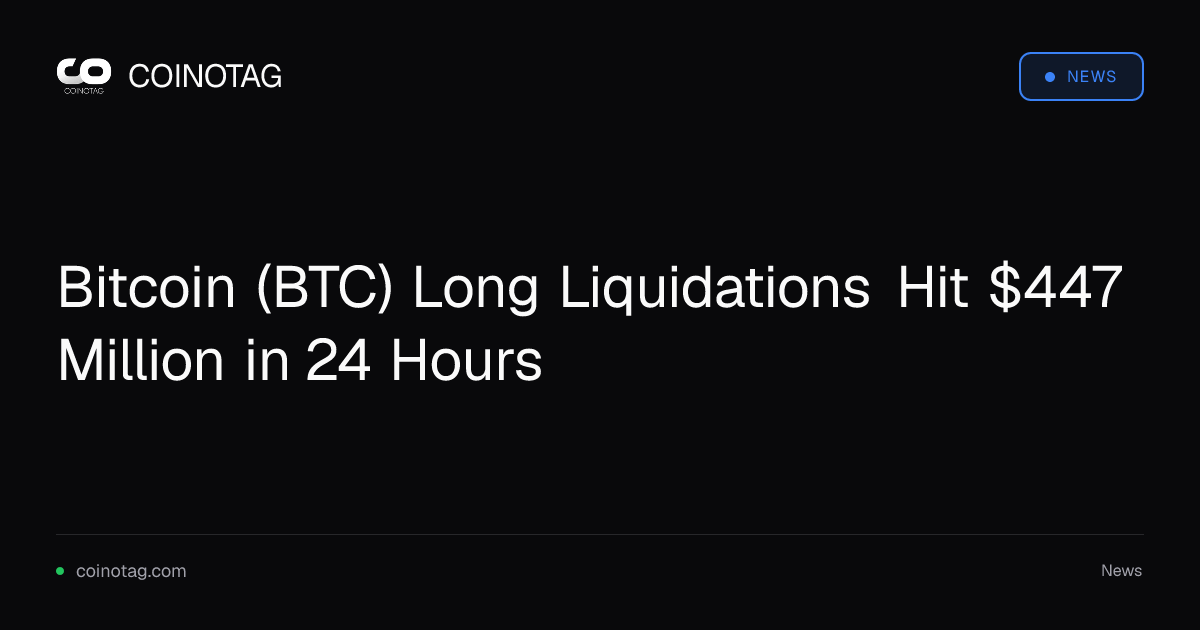 Bitcoin Long Liquidations Hit $447 Million as BTC Slides to $63,000