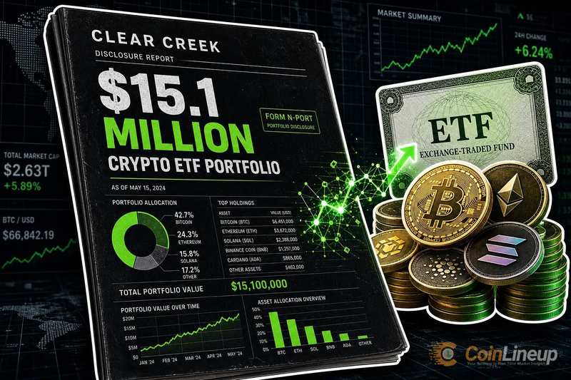 Clear Creek revela una cartera de ETF de criptomonedas por $15.1 millones