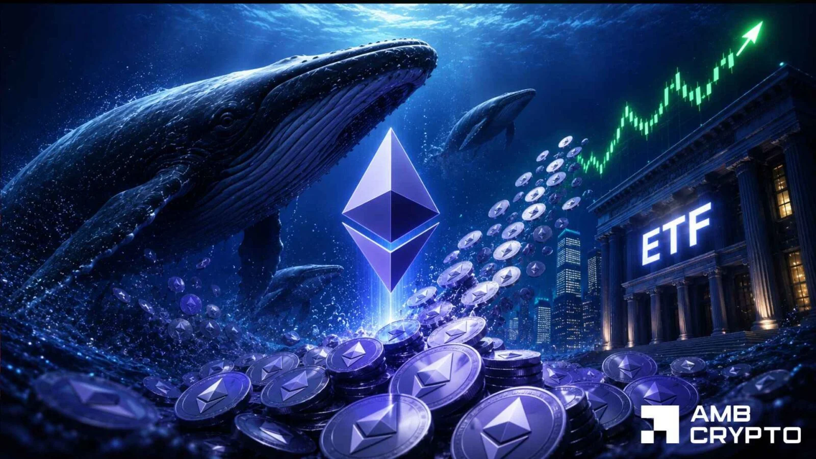 Киты Ethereum накопили ETH на $58 млн, пока цена удерживается выше $1,900