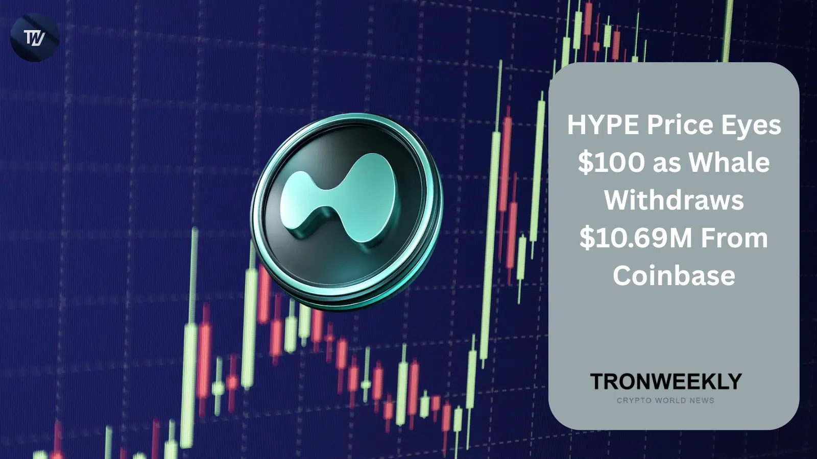 Il prezzo di Hyperliquid (HYPE) punta a $100 mentre una balena preleva $10,69 milioni da Coinbase