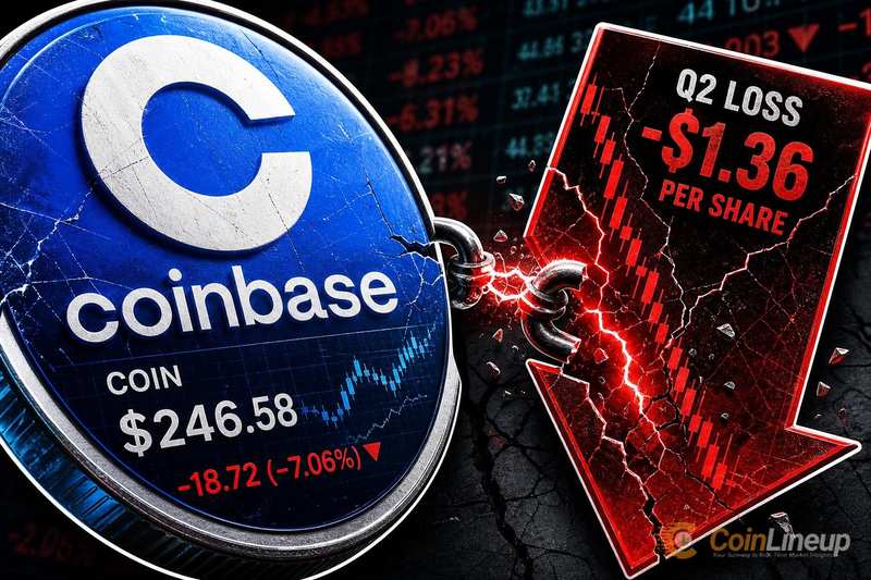 Акции Coinbase снизились после убытка в $1,36 на акцию во втором квартале