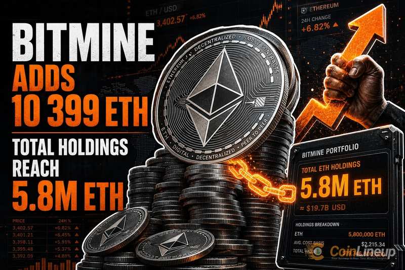 Bitmine приобрела 10 399 ETH за неделю, общие резервы достигли 5,8 млн ETH