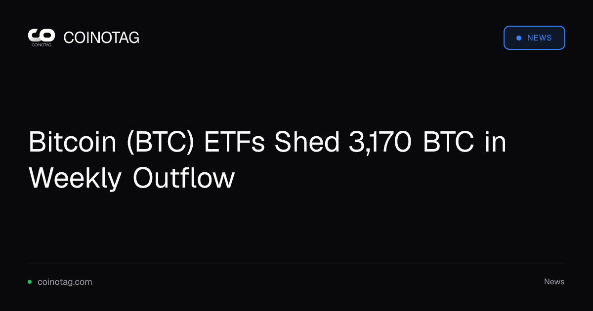比特币(BTC)ETF 周度净流出 3,170 BTC,IBIT 领跌赎回