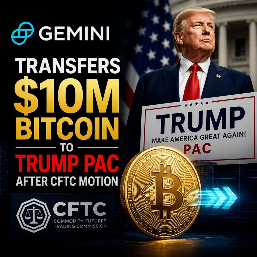Gemini ha inviato $10M in Bitcoin a un PAC vicino a Trump dopo la mozione della CFTC