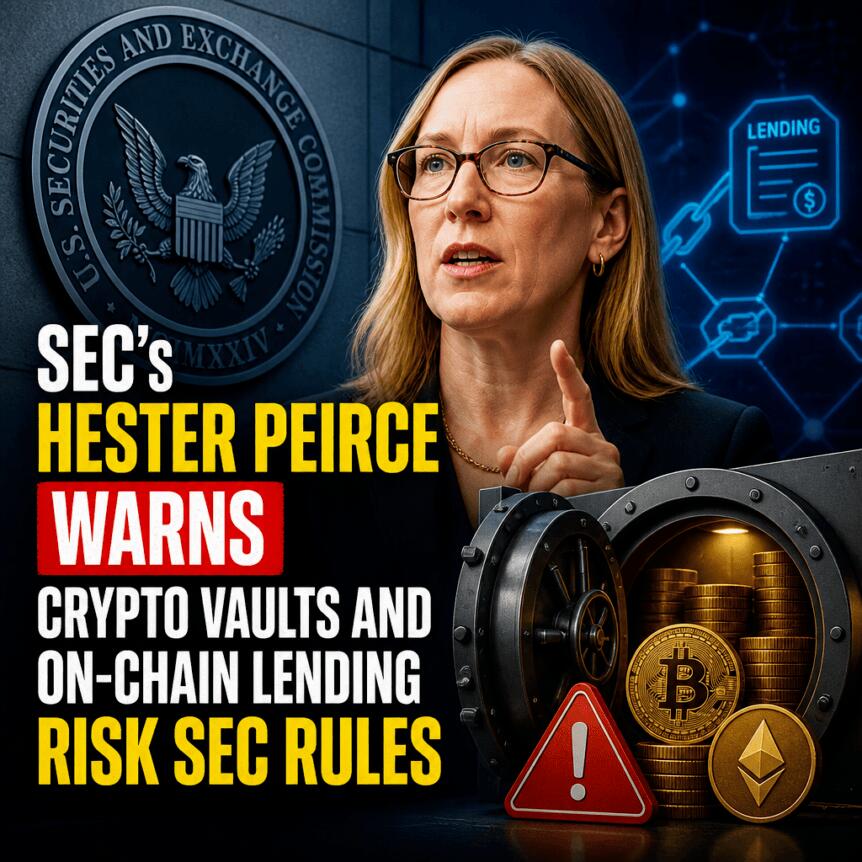 SEC 委員 Hester Peirce 警告：加密金庫與鏈上借貸可能觸發證券規則