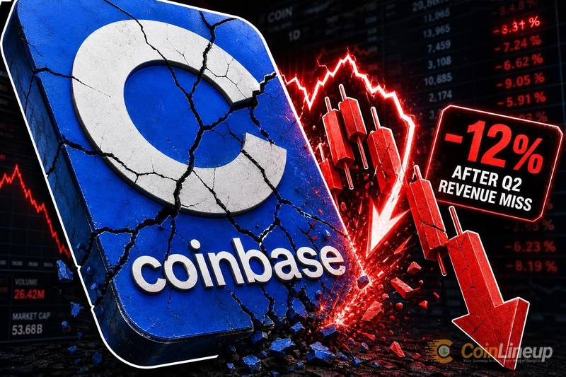 Акции Coinbase снизились на 12% после того, как выручка за II квартал не достигла оценок Уолл-стрит