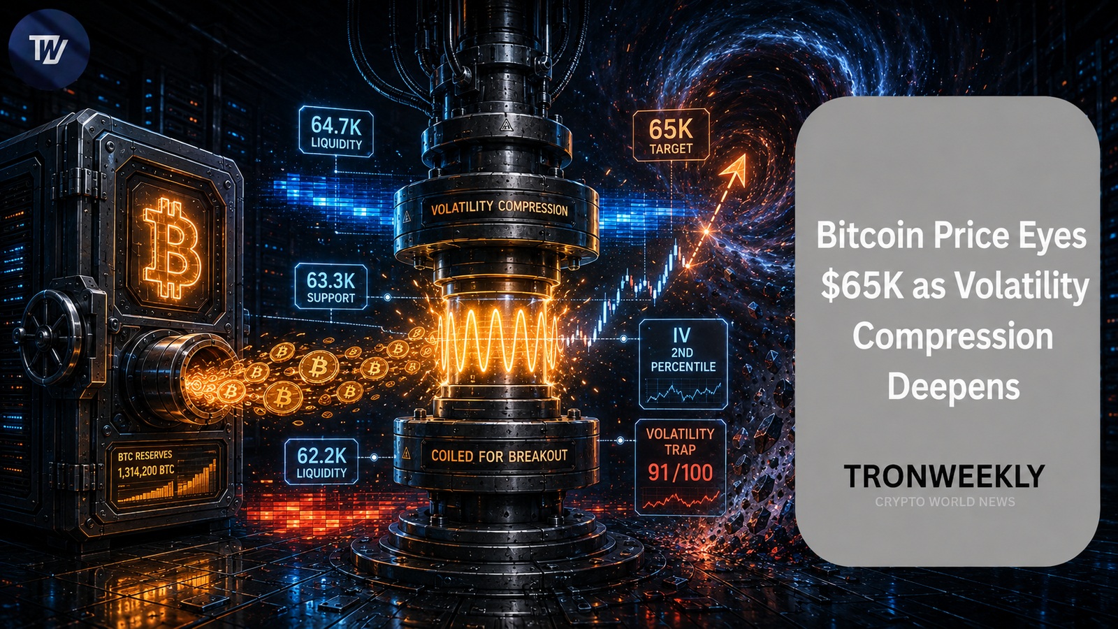 Bitcoin erkämpft sich 64.000 US-Dollar zurück und peilt 65.000 US-Dollar an, während die Volatilitätskompression zunimmt