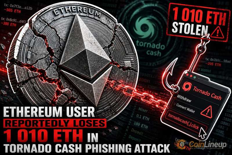 Usuario de Ethereum habría perdido 1.010 ETH en un ataque de phishing relacionado con Tornado Cash