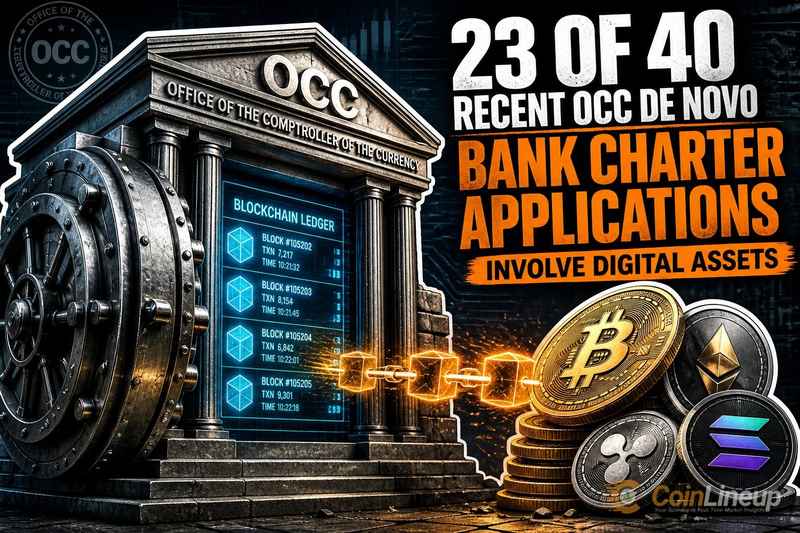 23 из 40 недавних заявок на банковские уставы de novo в OCC связаны с цифровыми активами