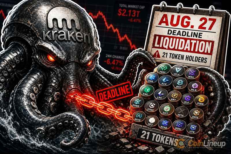 Kraken устанавливает крайний срок 27 августа для держателей 21 токена перед ликвидацией