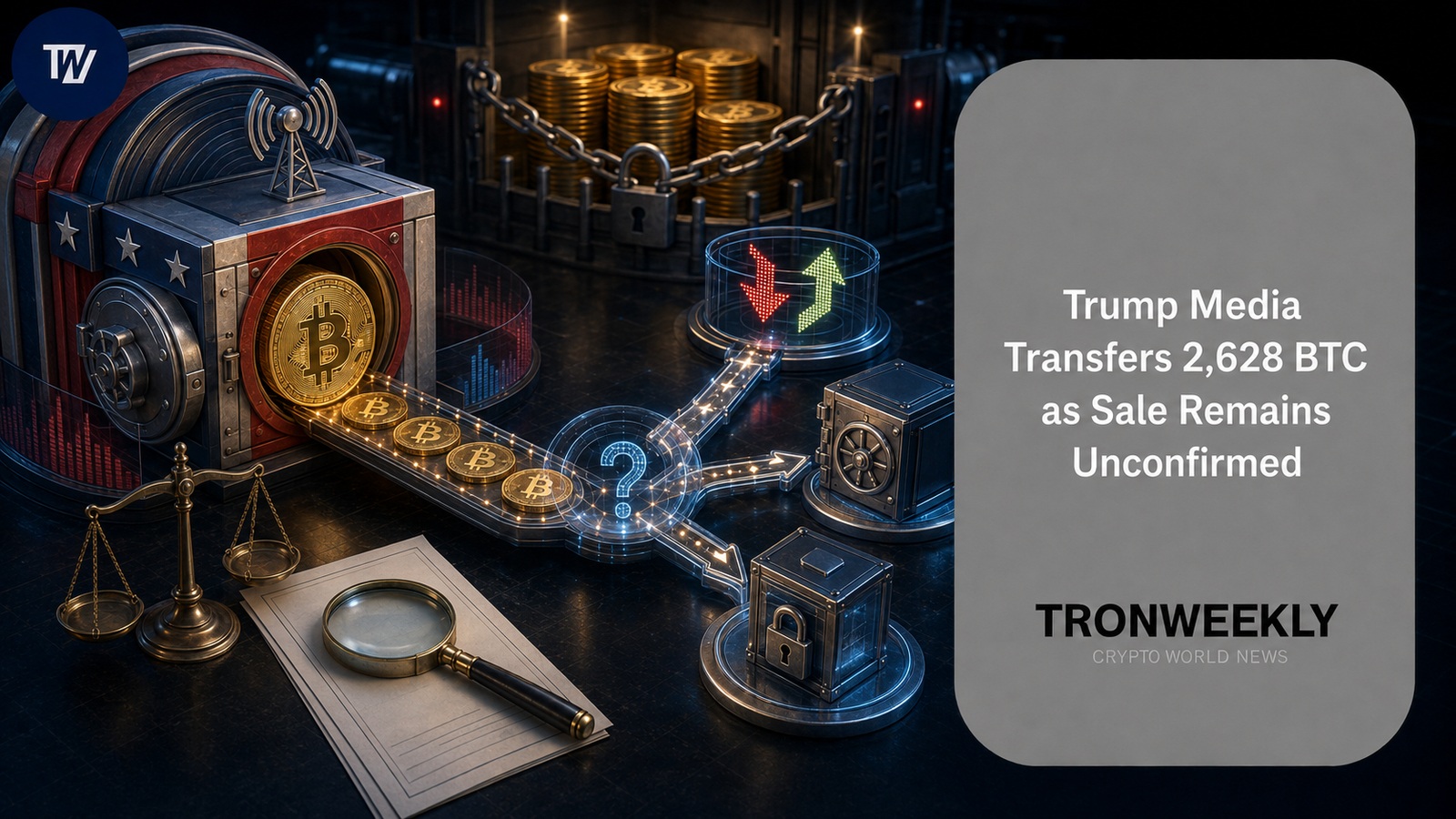 Trump Media Transfiere 2,628 BTC a Crypto.com mientras la venta sigue sin confirmarse