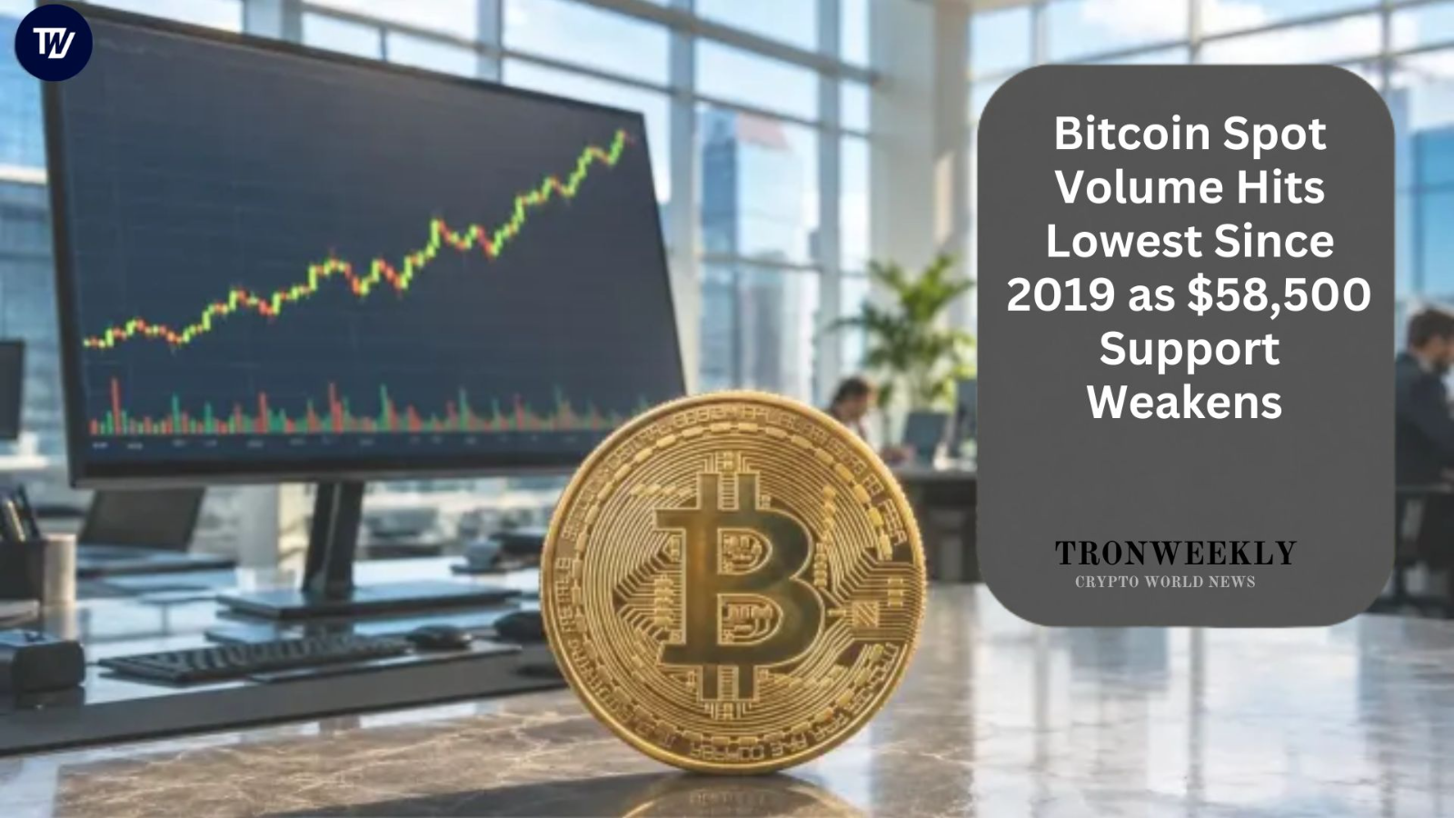 Спотовый объем Bitcoin упал до минимума с 2019 года на фоне ослабления ключевой поддержки
