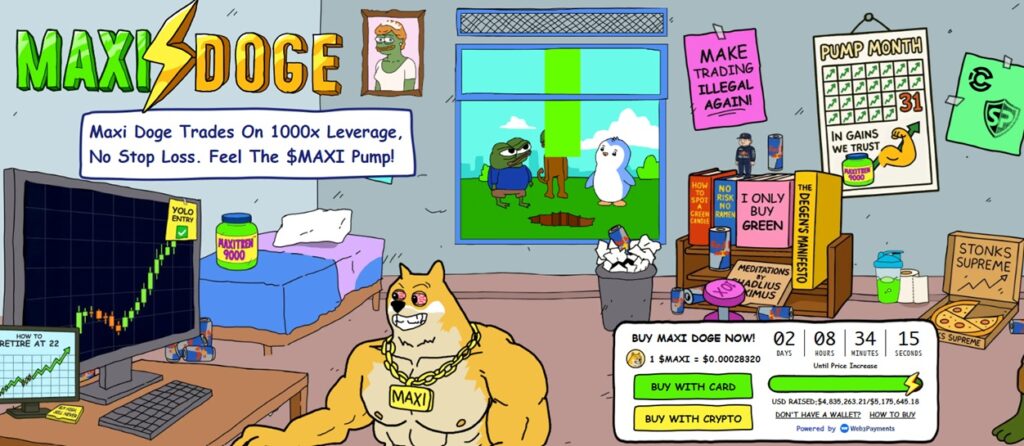 Maxi Doge (MAXI) собрала 4,8 млн долларов на пресейле, нацеливаясь на сообщества тренажерного зала и криптотрейдинга