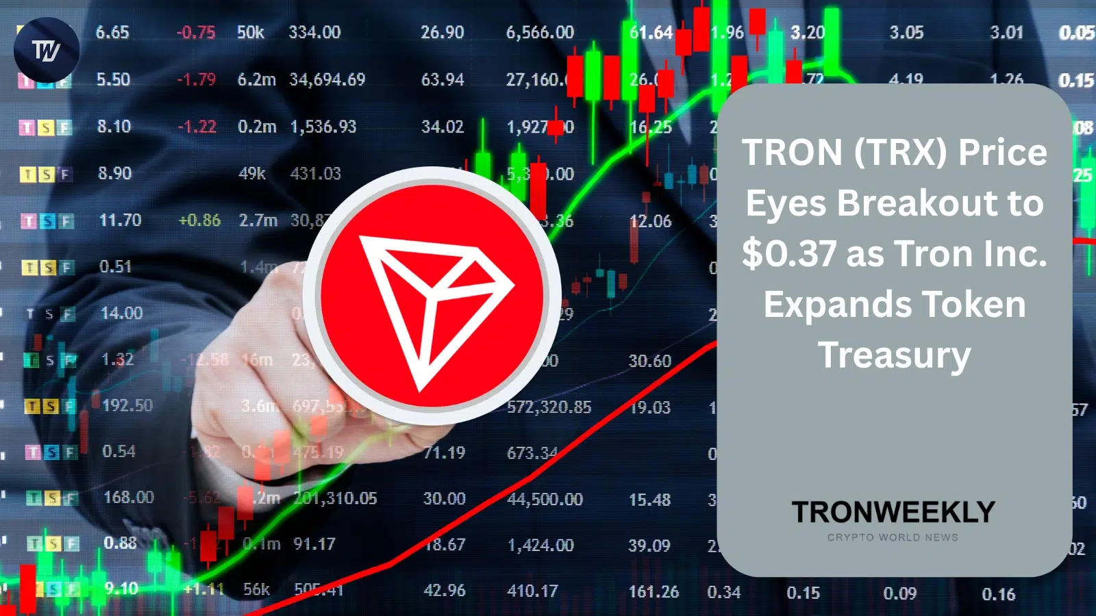 TRON (TRX) apunta a un repunte hacia $0.37 mientras Tron Inc. expande su tesorería de tokens