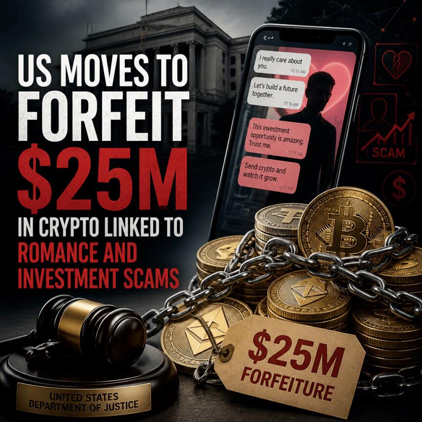 Le ministère américain de la Justice cherche à confisquer plus de 25 millions de dollars en cryptomonnaies liées à des escroqueries sentimentales et à l’investissement