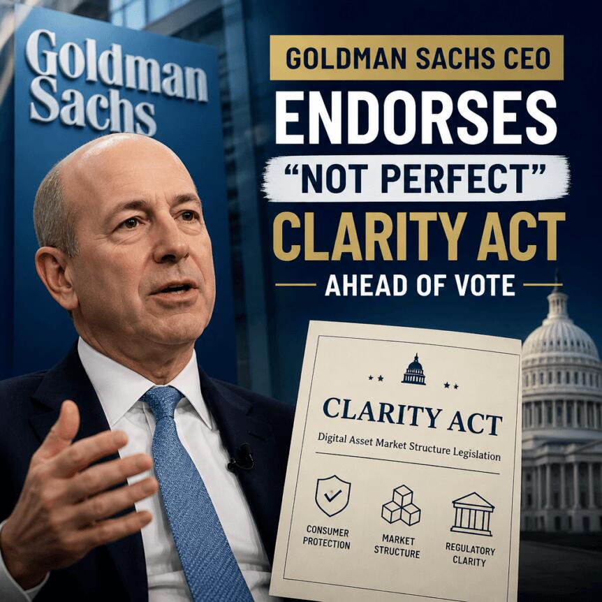 Il CEO di Goldman Sachs David Solomon Appoggia il CLARITY Act "Non Perfetto" in Vista di una Possibile Votazione al Senato