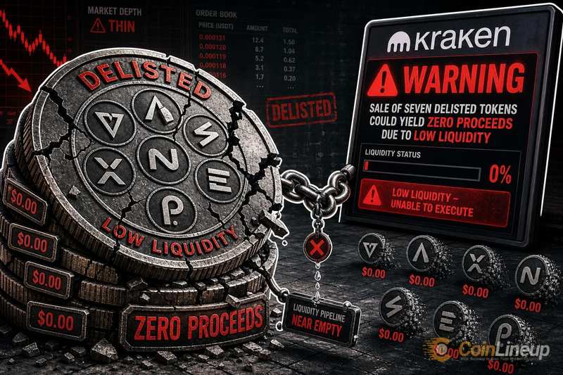 Kraken Warns Seven Delisted Tokens May Yield Zero Proceeds Amid Low Liquidity