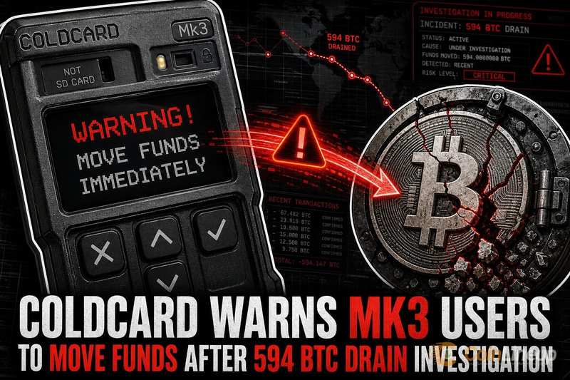Coldcard Warns Mk3 Users to Move Funds After 594 BTC Drain Investigation