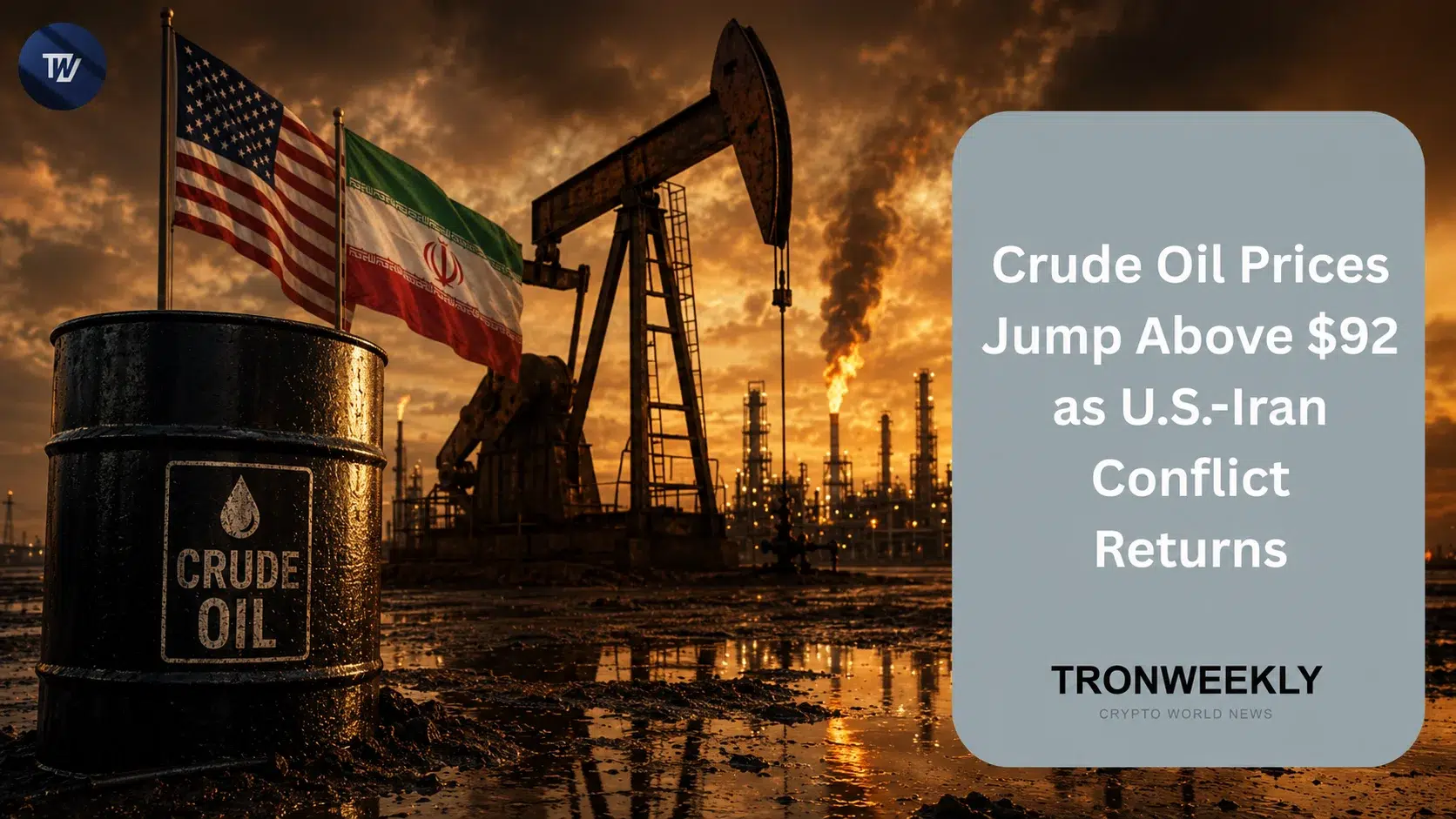 I Prezzi del Greggio Salgono Sopra i $92 Mentre il Rinnovato Conflitto USA-Iran Inasprisce le Preoccupazioni sugli Approvvigionamenti