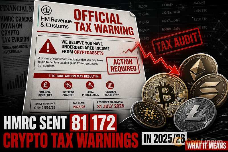 HMRC、2025/26年度に暗号資産の税務警告状81,172通を送付、2023/24年度のほぼ3倍に