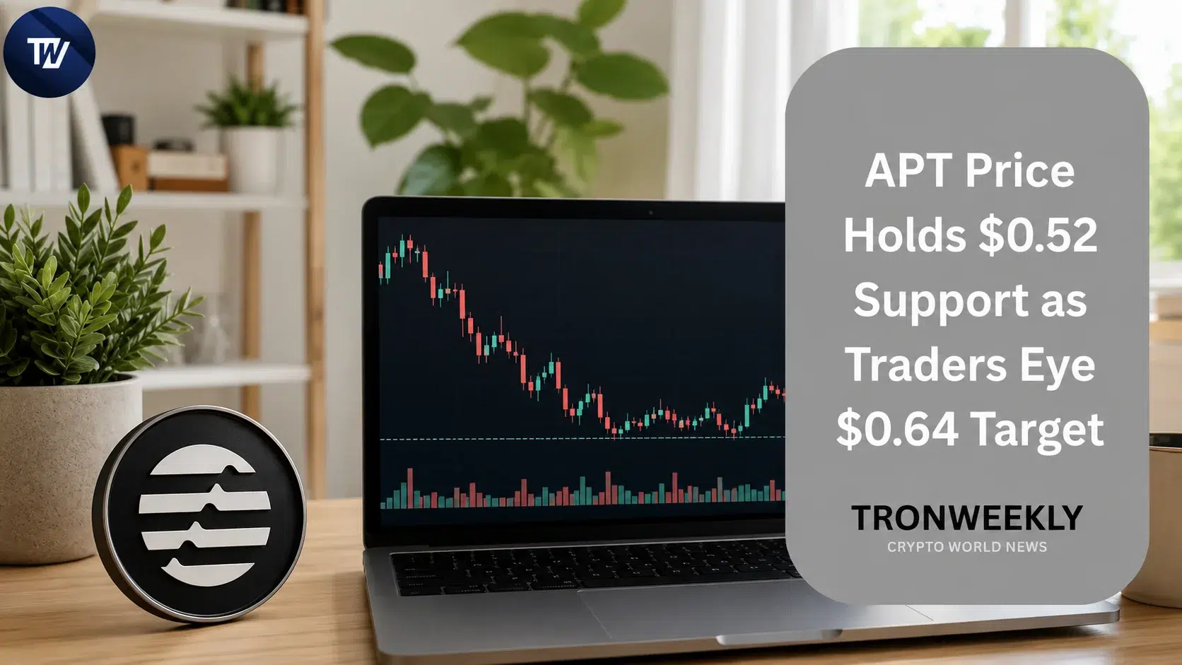 Aptos (APT) удерживает поддержку $0.52, а нисходящий клин сохраняет цель $0.64 в поле зрения