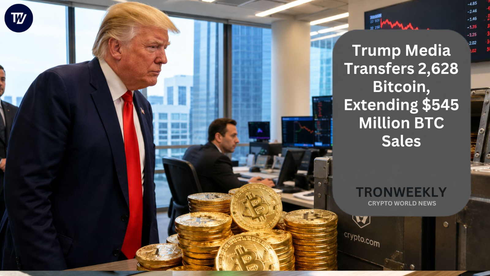 Trump Media перевела 2 628 биткоинов на Crypto.com, продолжив распродажу BTC на $545 млн